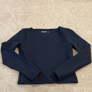 Abercrombie matte black heavy soft AF A&F long sleeve square neck shirt